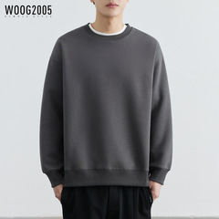 WOOG2005男士纯色圆领卫衣2025春秋季新款百搭套头打底衫上衣