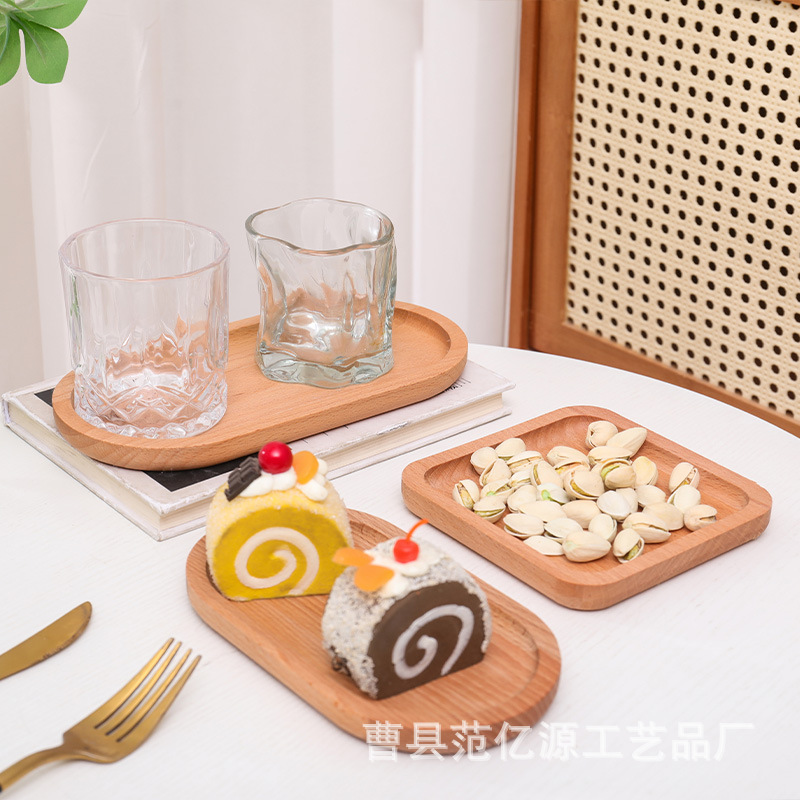 Bandeja de madera maciza estilo japonés, plato rectangular de almacenamiento, plato creativo para frutas, plato de madera de haya para desayuno, bandeja de madera para aperitivos.