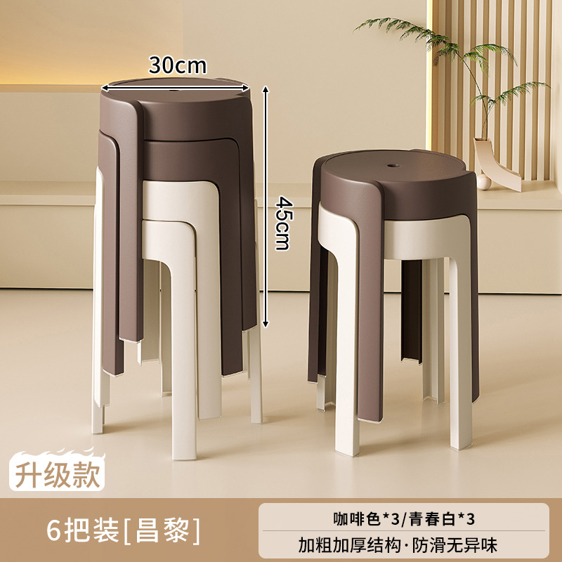 Taburete de plástico grueso para el hogar, sillas apilables, robustas y duraderas, extra gruesas, simples y modernas, bancos altos de reserva para invitados.