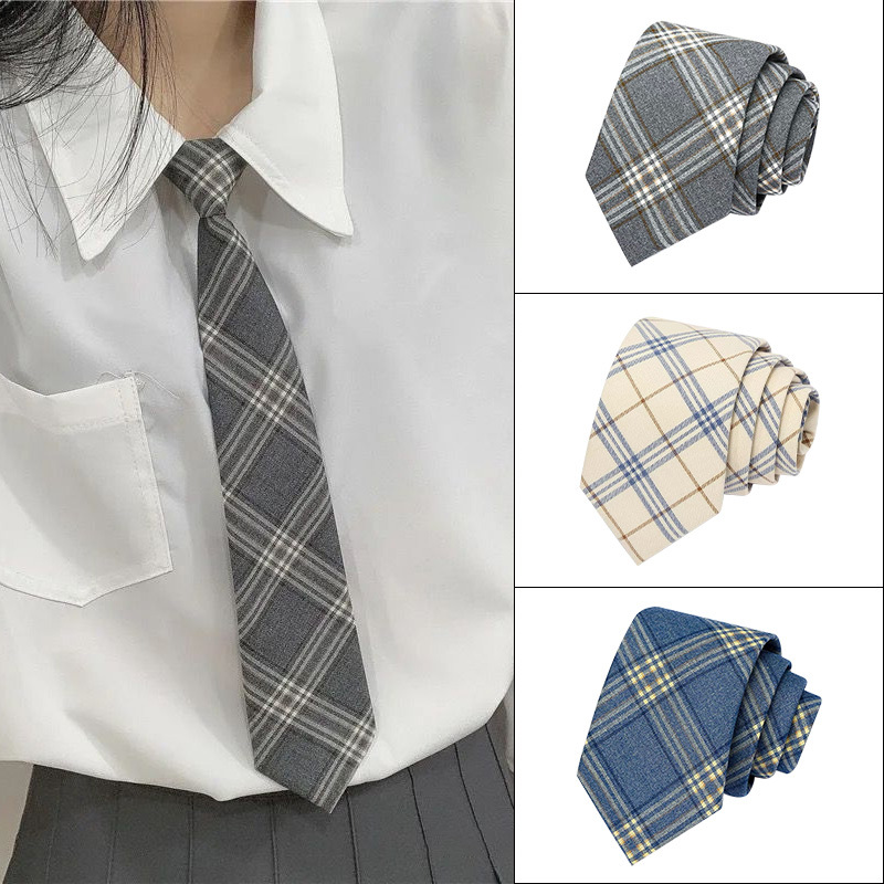 jk小领带女学院风格子复古日系制服衬衫领结女学生dk领带男免打短