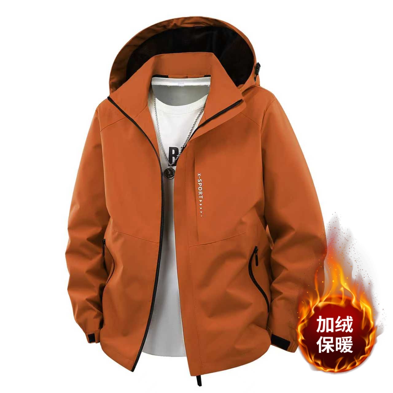 Otoño y invierno con camisa de algodón rojo para hombres a prueba de viento, impermeable, abrigo suelto y grueso, ropa de trabajo caliente al aire libre
