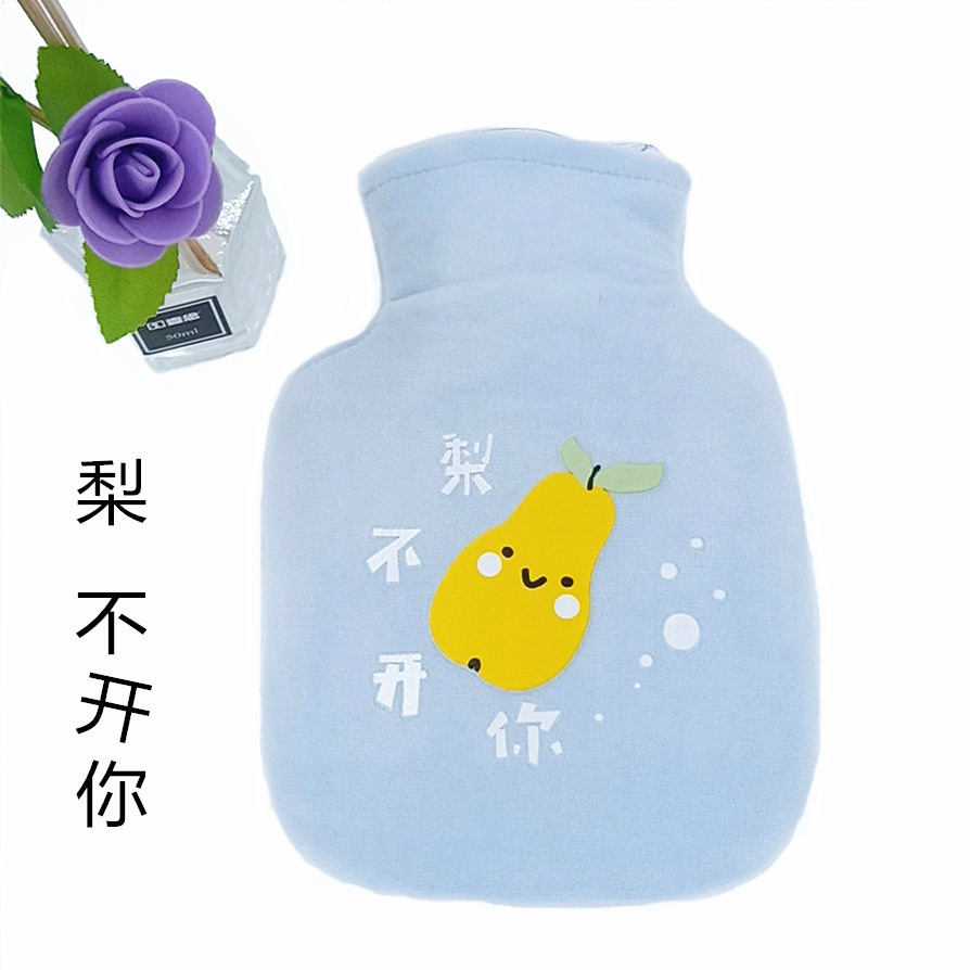 Nueva bolsa de agua caliente de inyección de agua a prueba de explosiones bolsa de agua caliente de riego calentador de mano estudiante de dibujos animados felpa extraíble cubierta de tela lavable calentador de mano