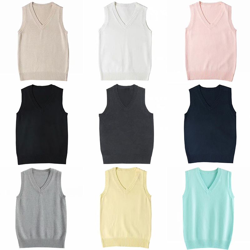 Single-breasted original JK uniform, solid-color basic knit sweater, Japanese-style open-front vest, women's outerwear