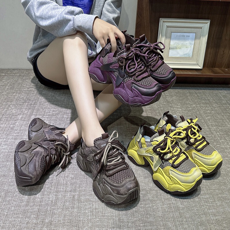 Height-increasing thick-soled dad sneakers for women, women's small non-slip mesh shoes, breathable mesh, lightweight and versatile for spring and autumn Height-increasing thick-soled dad sneakers for women, women's small non-slip mesh shoes, breathable mesh, lightweight and versatile for spring and autumn