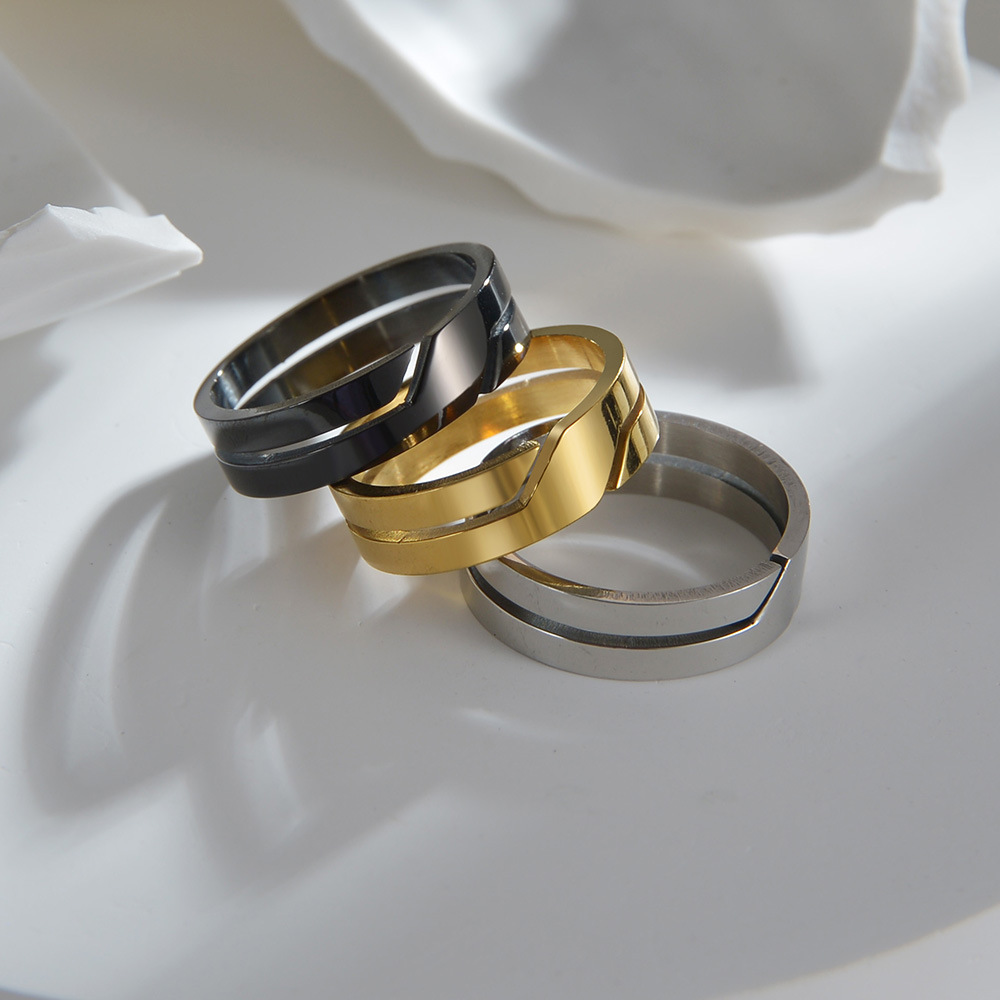 Daily Occasion Fashion Round 201 Stainless Steel Plating Gold Plated Unisex Rings