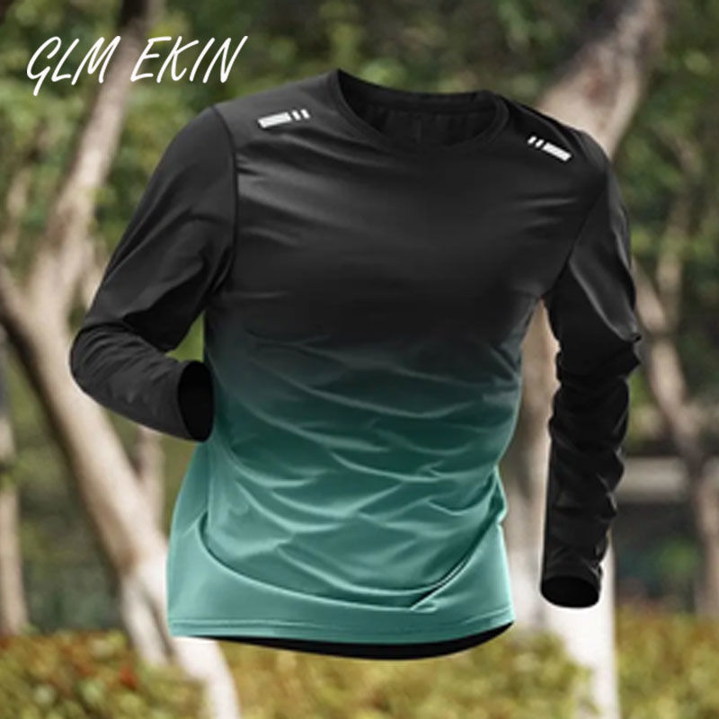 Running Quick-Drying Long-Sleeved T-Shirt Men's Fitness Spring & Fall Basketball Training Morning Running Sports Cycling Mountaineering Clothing Tops