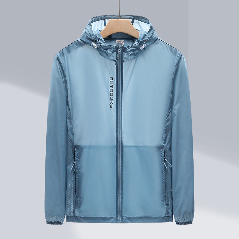 Verano nuevo ocio suelto chaqueta de protección solar para hombres color delgado chaqueta de cuero con capuzas transpirables chaqueta de ropa de hombre