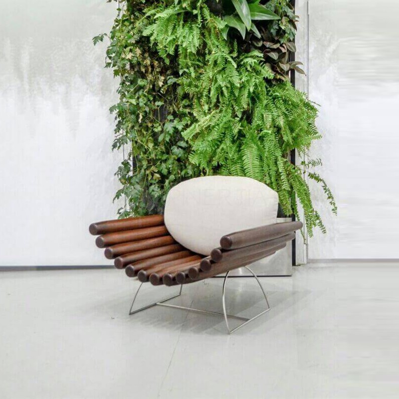 设计师创意艺术积木沙发椅北欧酒店会所展厅实木休闲椅摆拍单椅