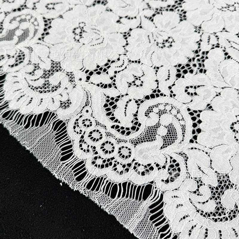 Tejido de encaje de pestañas de explosión, tela de encaje de gran flor para hacer falda, vestido, tela de mujer 140 * 142cm