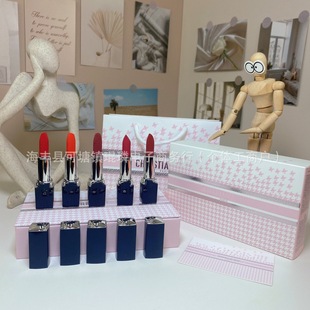 Di houndstooth limited edition blue gold lipstick sample five-piece set of Austrian velvet 999#720#888#777#840#