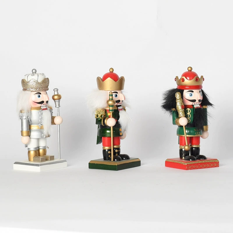 Серебристо-розовый блестящий 16,5 см Rudolph? Actually Nutcracker King Scepter Puppet Man Mini Nutcracker Christmas Ornament