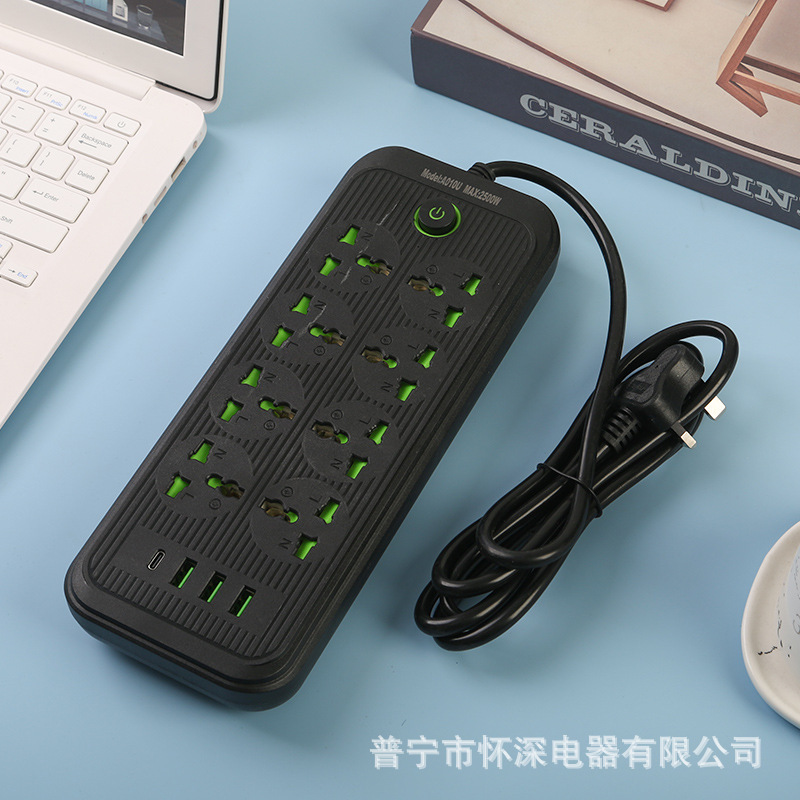 Comercio exterior multi-USB conector con interfaz tipo-c de ocho agujeros multifuncional oficina en el hogar estándar británico estándar europeo estándar americano