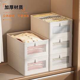 可视窗收纳盒棉麻布艺收纳箱衣物整理折叠家用衣柜日式棉麻收纳盒