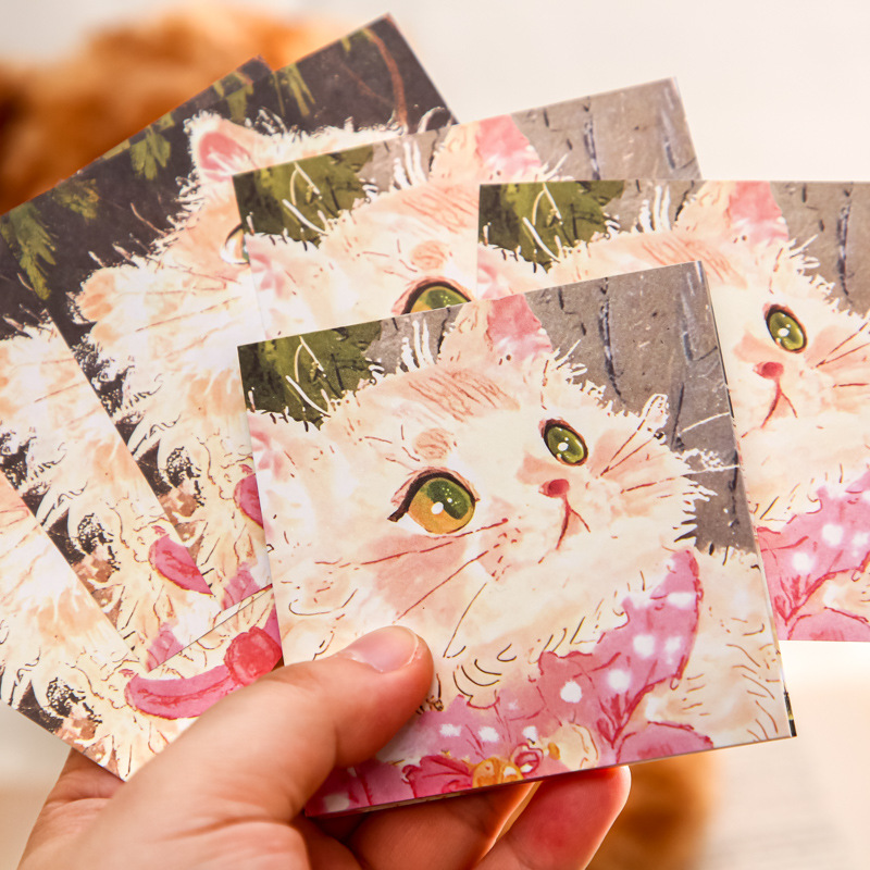 Mr. Paper Cartoon Cat Double Enjoy Bloc de notas Una cucharada de salsa Miau Miau Papel de notas de ilustración original de alto valor