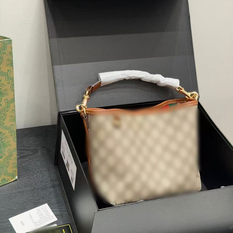 Gucci g Brand Single-Shoulder Crossbody Bag, Printed Mini Handbag, Bucket Bag, Fashionable Women's Bag, Emblem