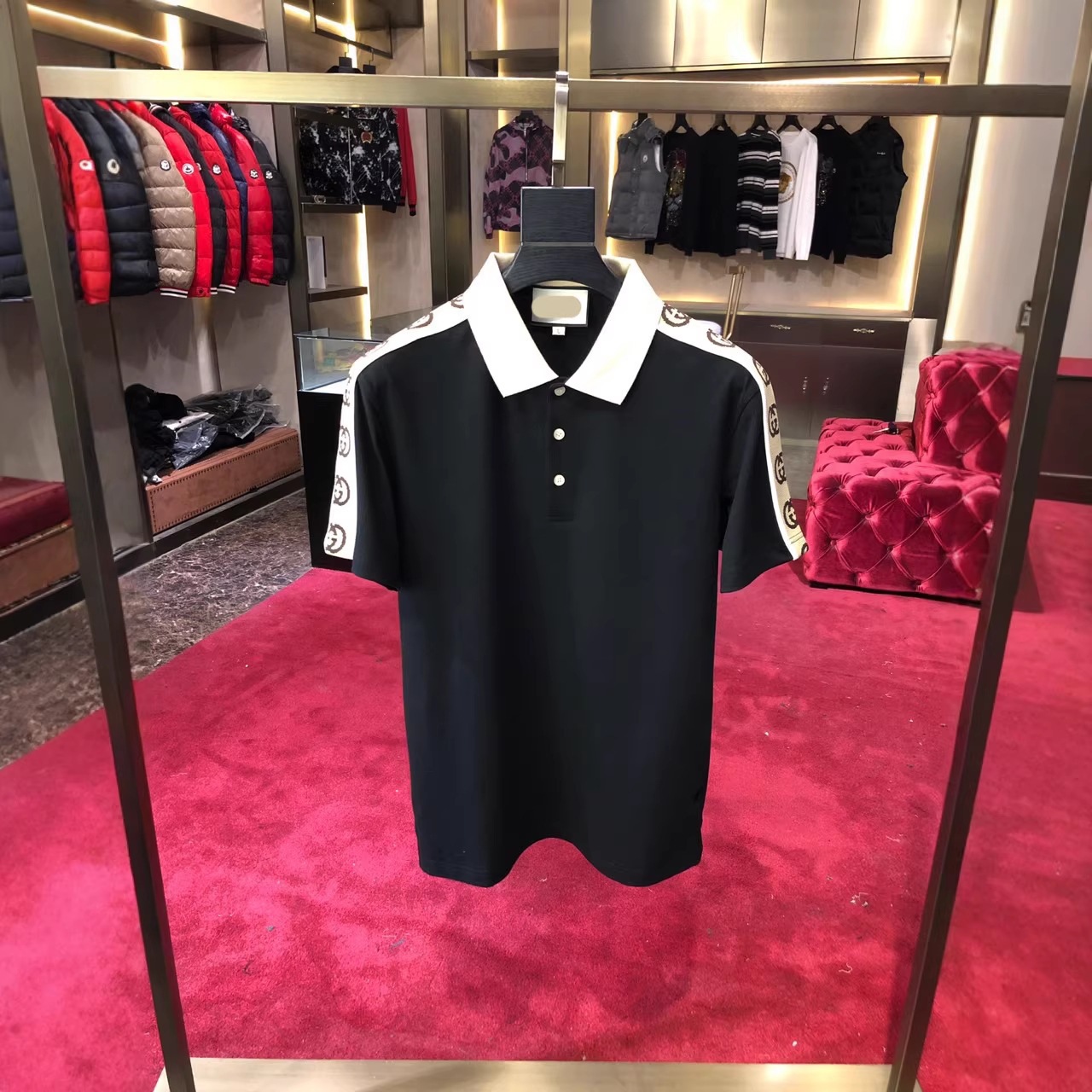 European cross-border store specializes in new spring/summer light luxury products: G all-over printed, color-blocked, high-end polo shirts with short sleeves for men and women