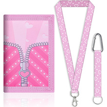 亚马逊跨境热销女生印花卡套钱包，挂绳零钱包卡包