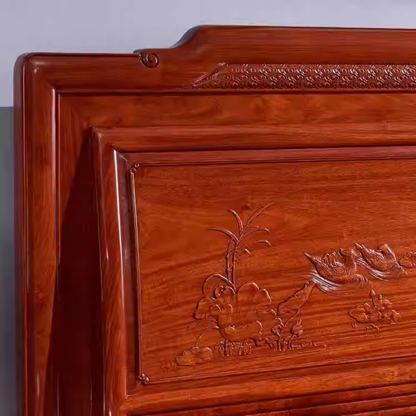 ✅ Large Rosewood Cloud-Pattern Double Bed 1.8m 1.5m Burmese Rosewood New Chinese Style Bedroom Furniture