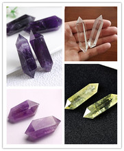 4-5cm 天然水晶柱 白黄紫水晶双尖六棱柱 原石打磨水晶魔法棒