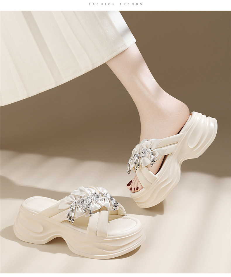 Dép sandal nữ đính đá mũi hở đế dày phối hoa một quai ngang — JST 7226m màu, gót cao 5cm, JST 7226 gót đen cao 5cm chi tiết 14