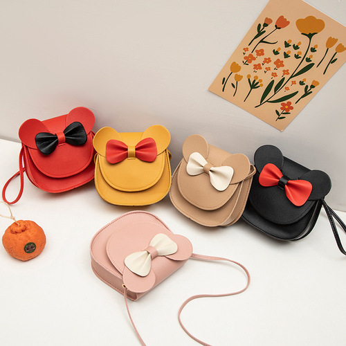 Cross-border foreign trade women's bag 2024 new cartoon children's bag cute bowknot contrasting color women's crossbody bag coin purse