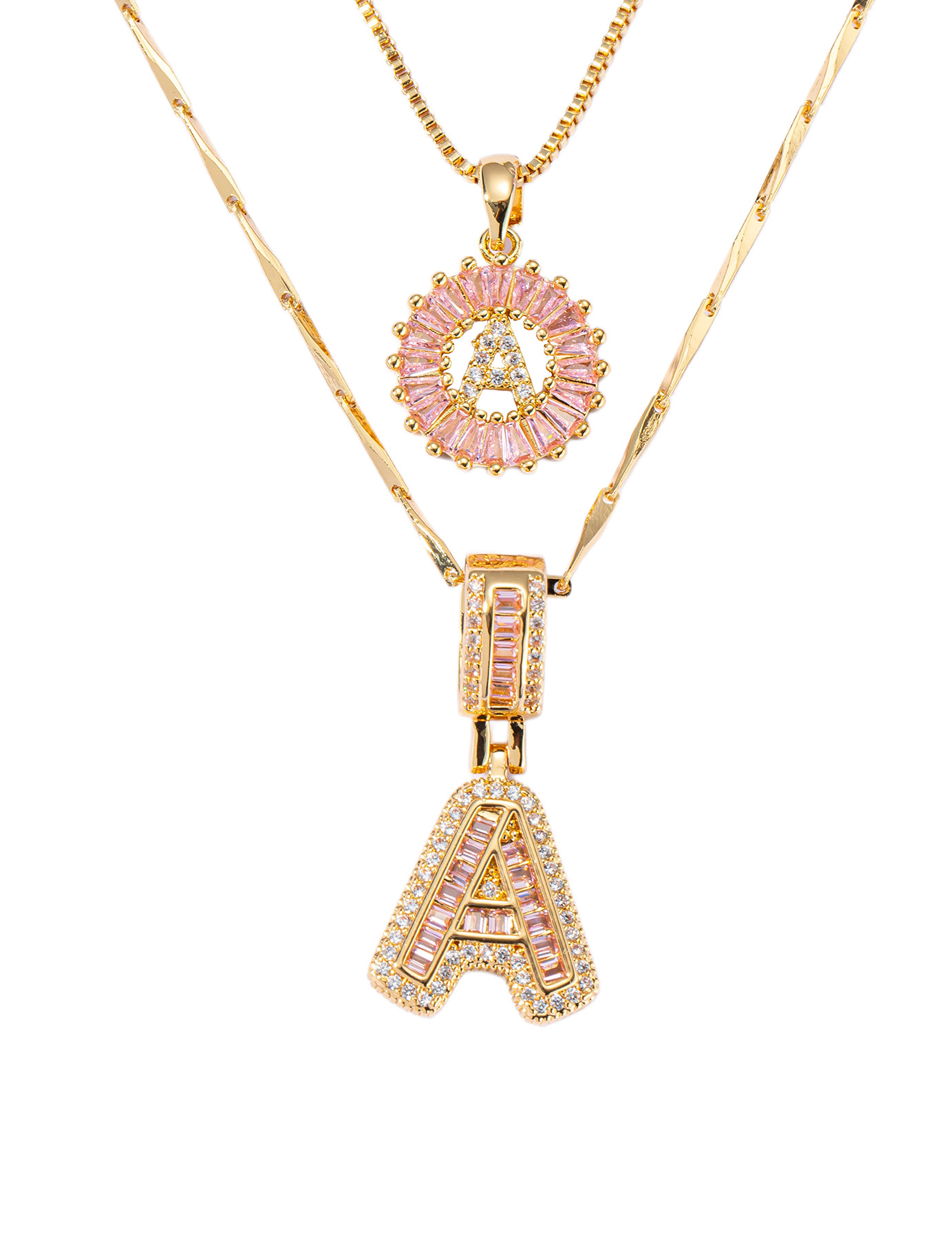 Collana elegante rosa tempestata di strass, bestseller internazionale, con zirconi incastonati in rame, 26 fiori inglesi_voghion.com