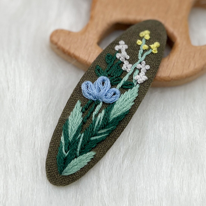 Lu bordado lindo gato perla coreano pinzas de pelo hechas a mano diy bordado creativo para chicas rotas flores pinzas de pelo lateral