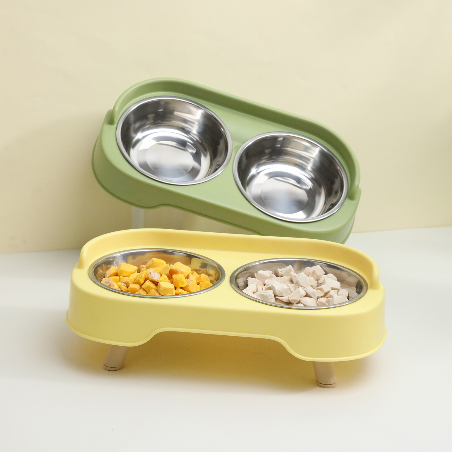 Mascotas comiendo agua potable cuenco para gatos Pipitao sofá en caja original cuenco doble de acero inoxidable cuenco para gatos suministros para gatos