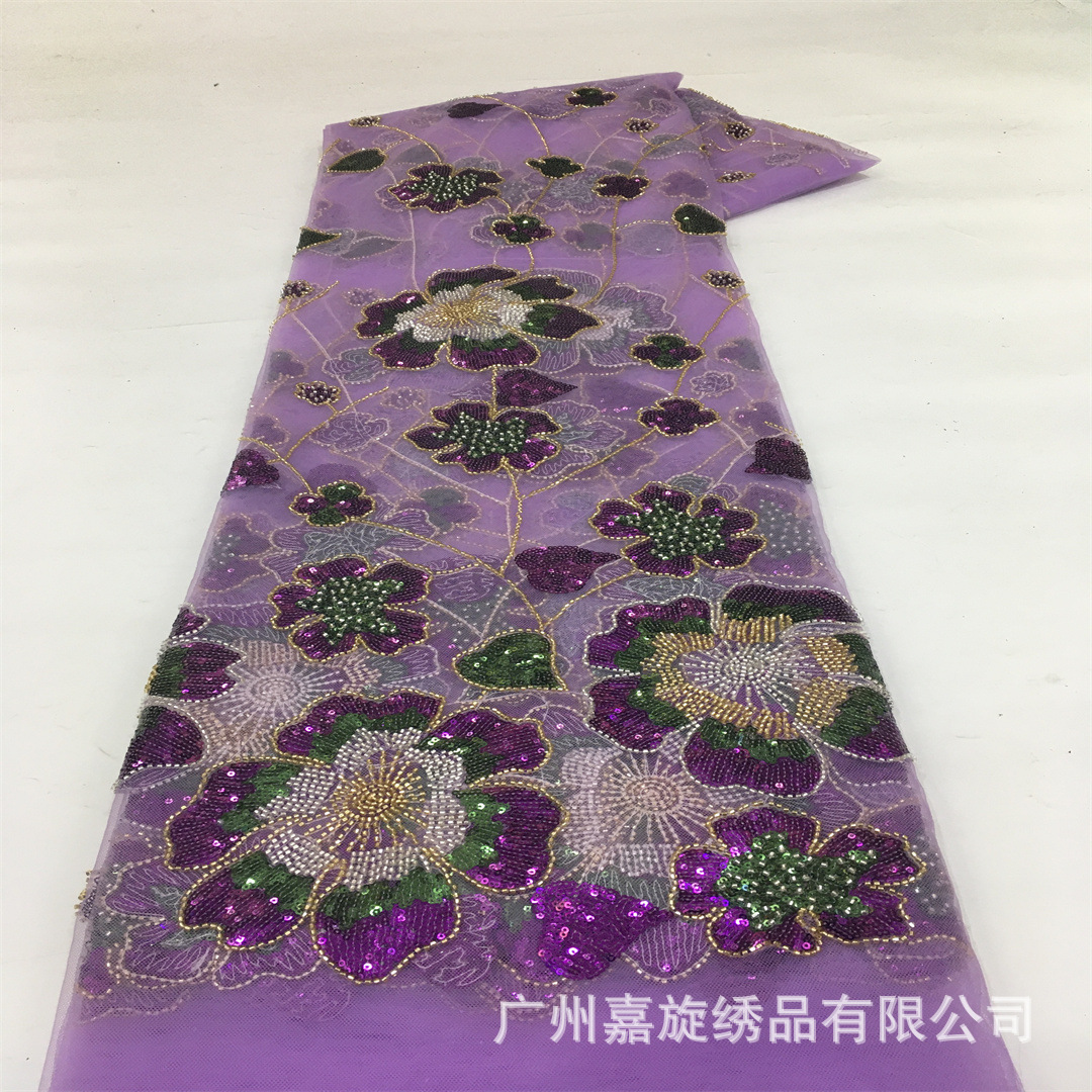 Nueva industria pesada nacional vestido de boda viento rojo esquinilla tubo de perlas bordado tela rendimiento vestido de tela bordada Dai Miao image 4