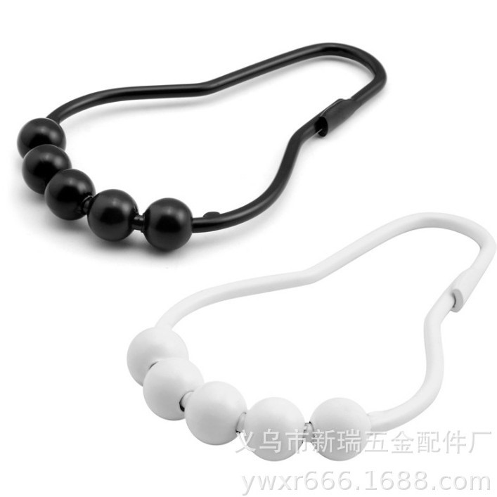Ganchos para cortina de ducha de acero inoxidable, con cinco bolas giratorias, tipo rodillo, con hebilla de anillo tipo calabaza, accesorios para baño