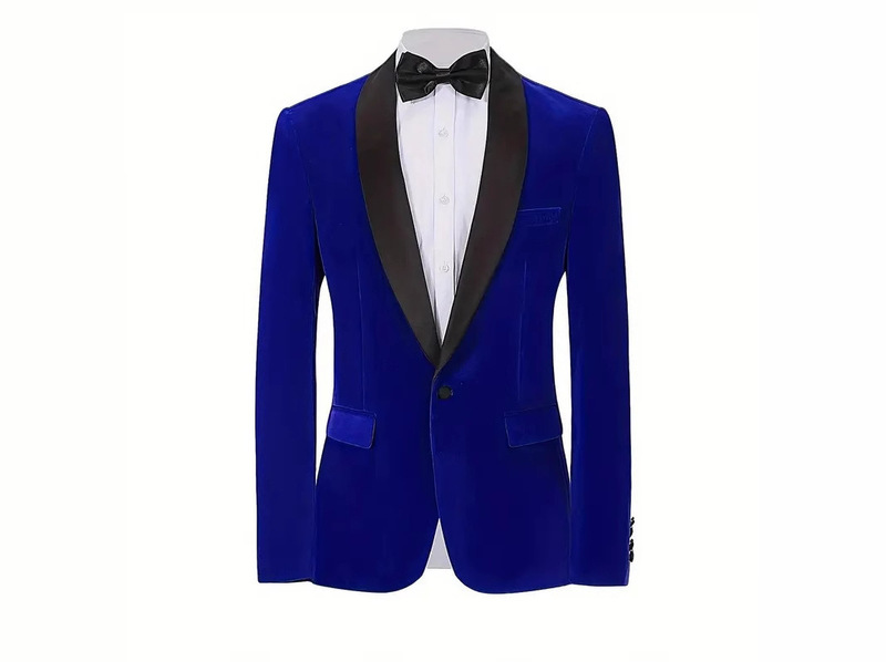 Cross-border European and American elegant men's velvet blazer with shawl collar for weddings and balls, single-button formal suit