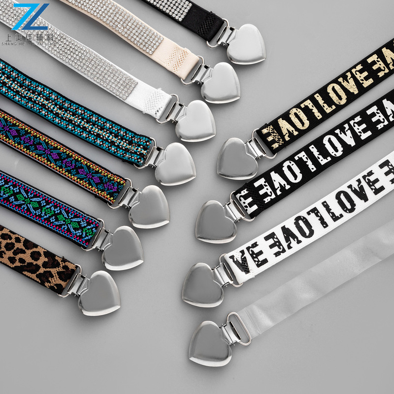 Heart-Shaped Clip Buckle Bohemian Ethnic Style Bra Straps with Exposed Rhinestones, Elastic Letter Leopard Print Bra Straps Manufacturer Heart-Shaped Clip Buckle Bohemian Ethnic Style Bra Straps with Exposed Rhinestones, Elastic Letter Leopard Print Bra Straps Manufacturer