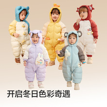 （商场同款）加厚白鸭绒羽绒服连体衣婴儿