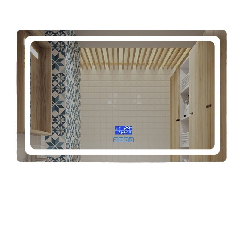 Espejo inteligente de pantalla táctil de baño tipo pared con lámpara de inodoro maquillaje led espejo de pared desfogado image 6