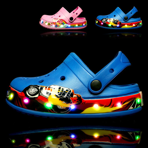 LED Light Shoes Children's Crocs Summer Children's Shoes Sandals 24 New Slippers Beach Shoes Hollow Baby Shoes Wholesale