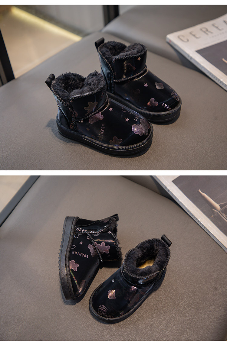 Scarpe di cotone per ragazze 2023 nuovi stivali invernali di cotone spesso e peluche per bambini Le suole morbide per ragazze tengono al caldo Scarpe di peluche per bambini_voghion.com