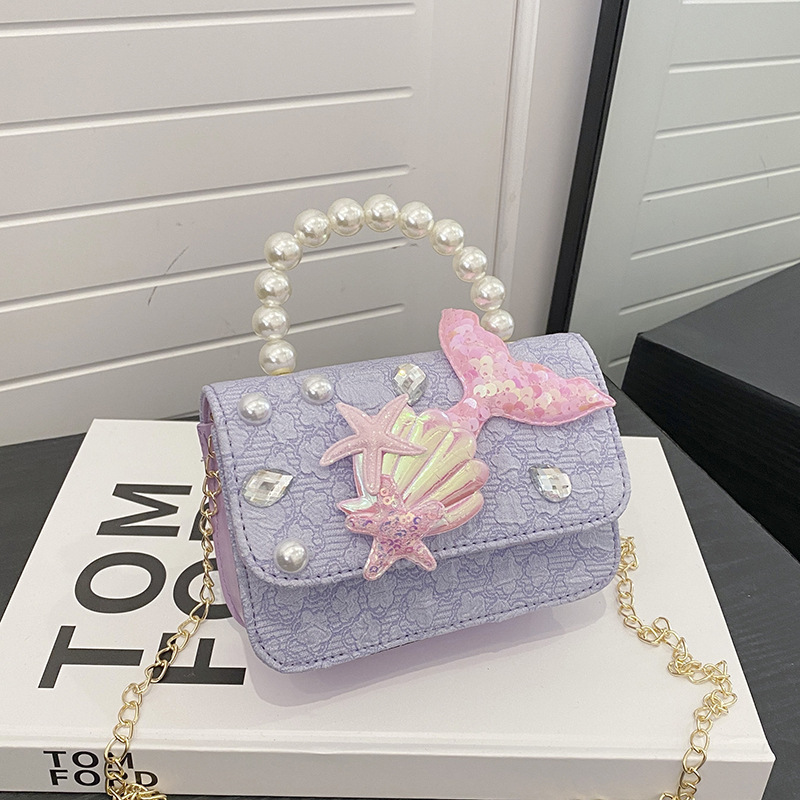 Nuevo tipo de bolso para niños, moda perla portátil, bolso de hombro de la princesa Aisha, estilo extranjero, bolso de hombro para niñas lindas