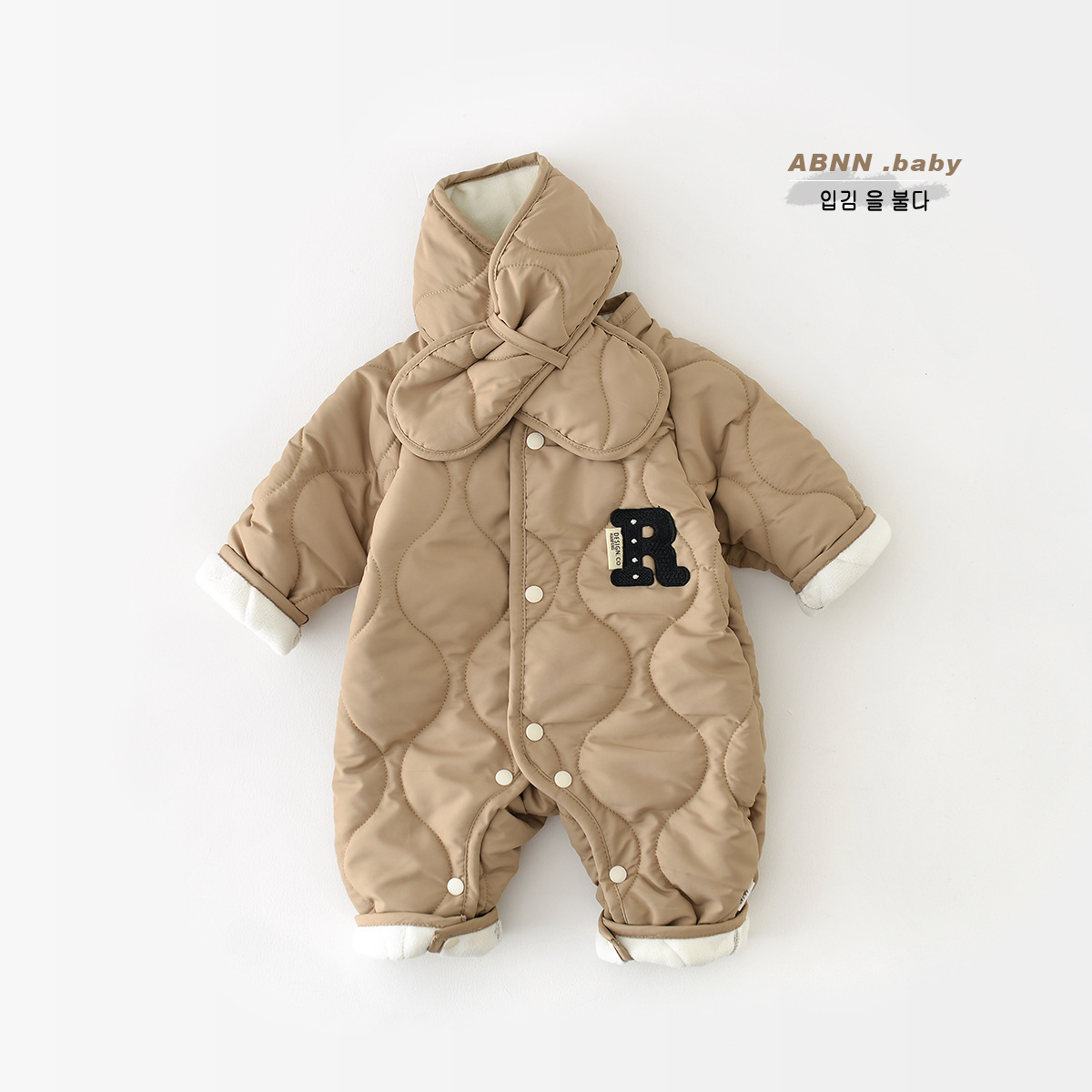 (2개) 점프 수트 겨울 퀼트면 패딩 재킷은 남자를위한 한국식  의 기모 따뜻한면 패딩 옷 등반 옷 스카프 보내기