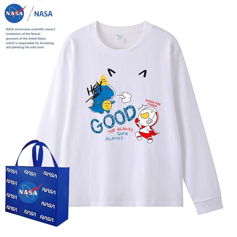 NASA迪迦奥特曼拼接长袖T恤吸汗春秋男款柔软亲肤保暖纯棉上衣潮|undefined