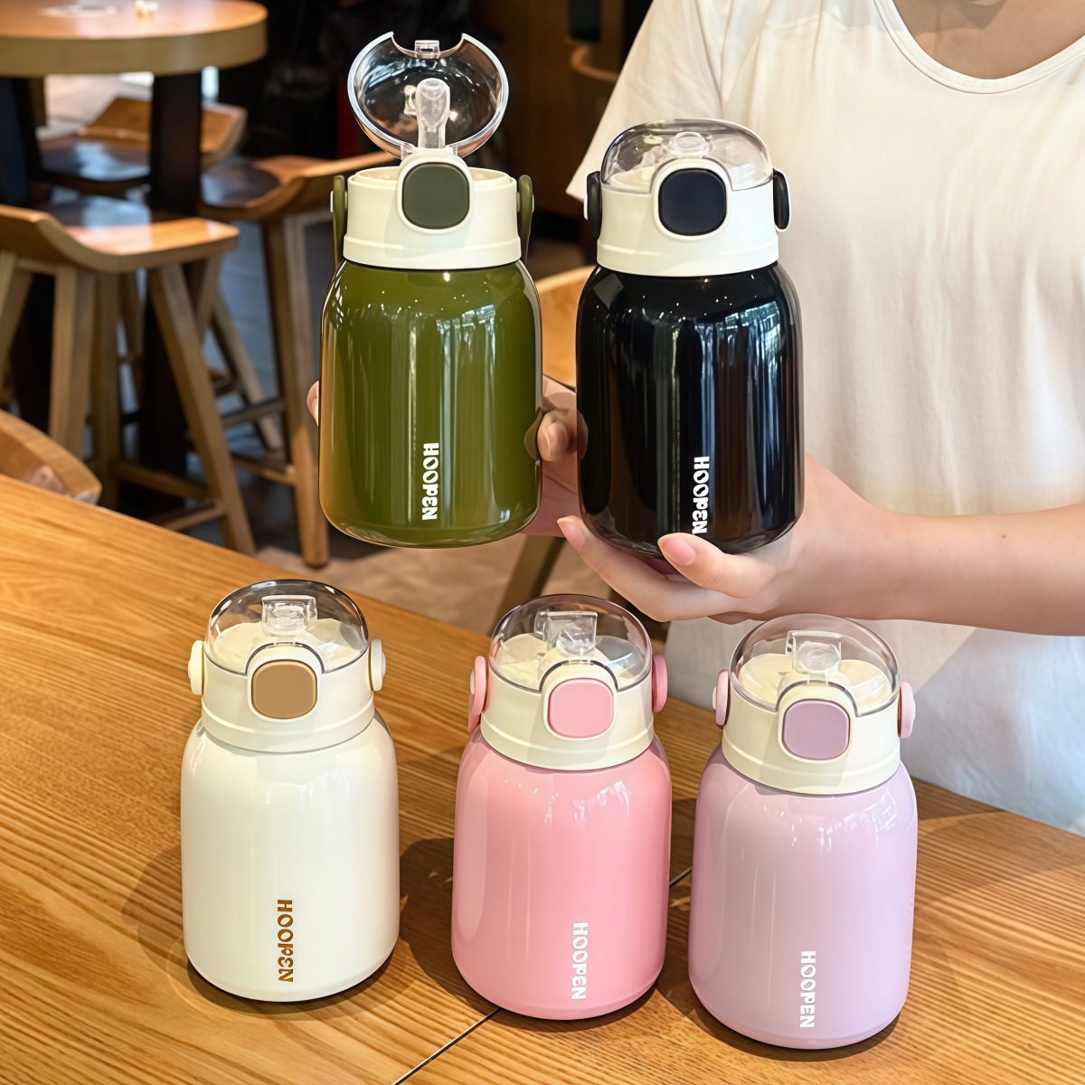 Taza de aislamiento de calor para niños, taza de paja para mujeres, taza de agua para niños portátil a prueba de caídas, taza de agua para estudiantes