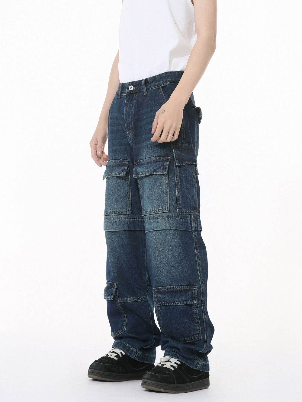 MTLCLOTHES Hombres| Nuevos pantalones de herramienta de diseño de bolsillo americano de peso pesado de alta calle