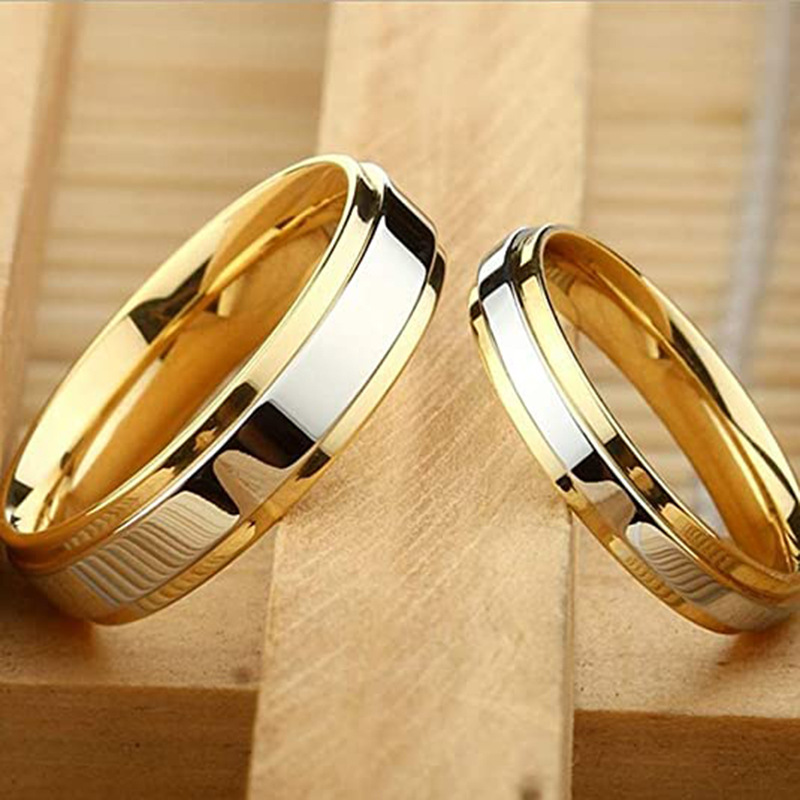 Star Amazon Hot Sale Fashion Room Gold Stainless Steel Glazed Ring Accessories Titanium Couple Wedding Ring