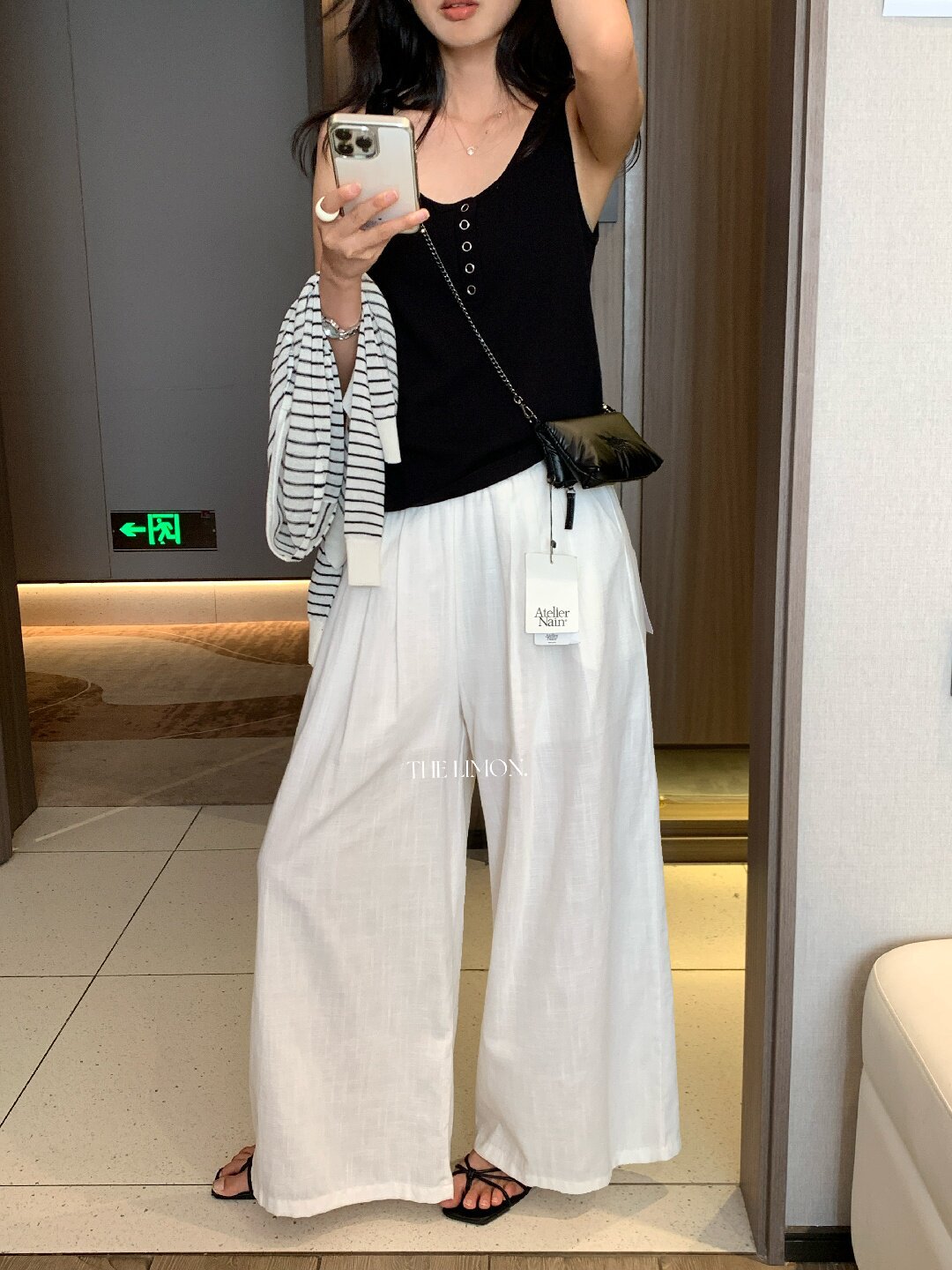 Quần ống rộng nữ vải linen phối cotton dáng suông mùa hè — Xám gạo, Xanh xám nhạt, Xanh đen, Cam bí ngô chi tiết 64