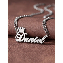 欧美时尚皇冠元素可私人定制DIY英文o字链钛钢项链锁骨链毛衣链