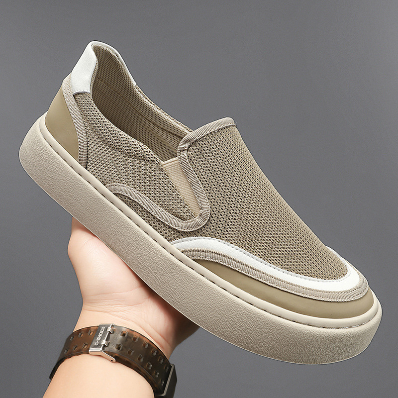 Zapatos de hombre nuevos 2026 primavera mallas antiodor suela suave conducir deportes ociosos convenientes para usar zapatos planos de pedaleos