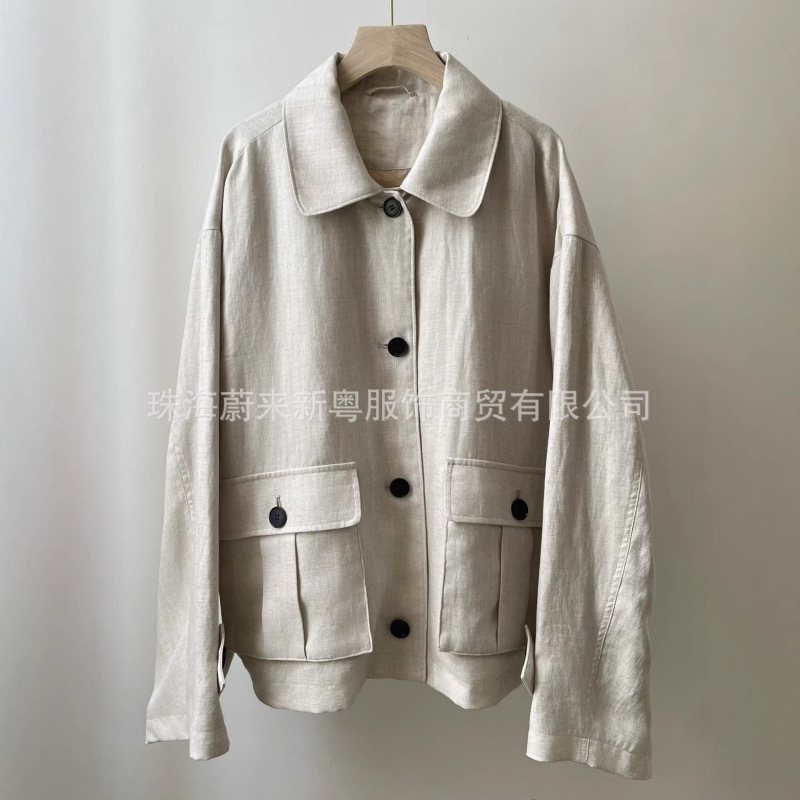 High-End Luxury Old Money Style Imported Italian Herringbone Linen Jacket, Loose Fit Workwear Style Jacket Wt12132 High-End Luxury Old Money Style Imported Italian Herringbone Linen Jacket, Loose Fit Workwear Style Jacket Wt12132