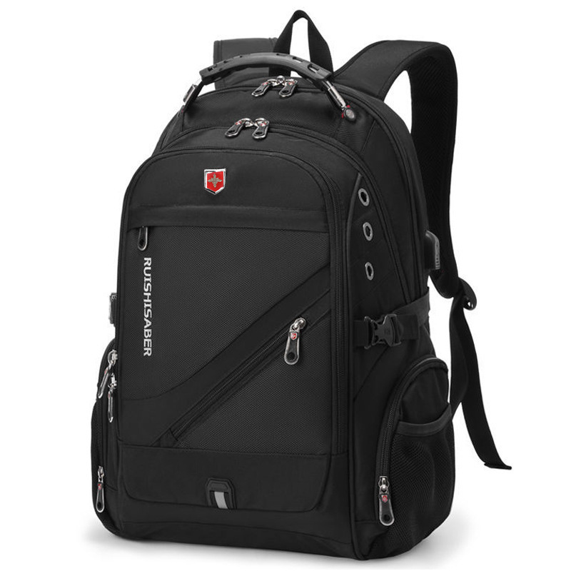 Swiss Backpack for Men, Large Capacity, Business Travel Style, Mountaineering Computer Backpack, Junior High School Student School Bag, College Student Backpack