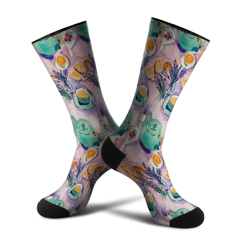 360 Seamless Digital Printing 3D Digital Printing Trendy Socks Watercolor Teapot Flowers Fresh and Elegant Long Tube Jit 360 Seamless Digital Printing 3D Digital Printing Trendy Socks Watercolor Teapot Flowers Fresh and Elegant Long Tube Jit