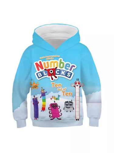 International Trade Cartoon 3D Digital Printing NUMBER BLOCKS Hooded Sweatshirt for Kids (Unisex)