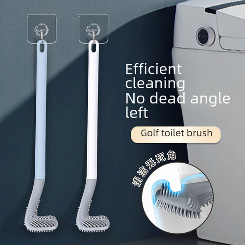 Silicone Soft Bristle Toilet Brush Household with Base Wall-mounted No Dead Angle Bathroom Toilet Brush